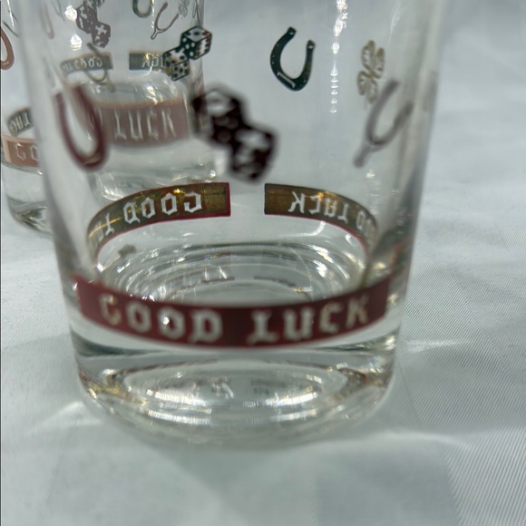 Good Luck Themed Glasses Set Vintage MCM - Picture 8 of 9